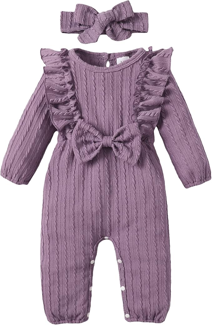 Happy Town Baby Girl Romper Infant Fall Winter Clothes Ruffle Sweater Long by HappyTown
