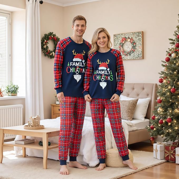 Awoscut Christmas Family Matching Pajamas Christmas Pjs Holiday Nightwear - Image 5
