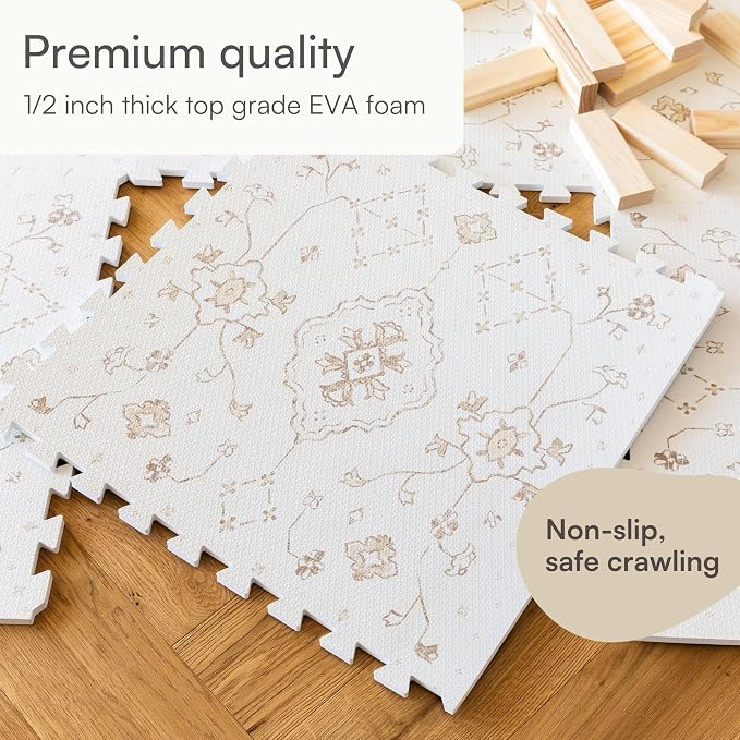 Lillefolk Baby Play Mat for Floor – 6x8ft Vintage Vanilla | Soft Non Toxic - Image 6