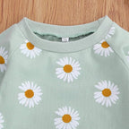 3Pcs Baby Girl Outfits Daisy Sweatshirt + Pants + Headband Infant Fall Winter - Image 3