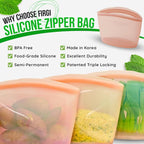 Premium Platinum Silicone Reusable Food Storage Bag 10.6 Cup, Airtight Zip Lock - Image 3