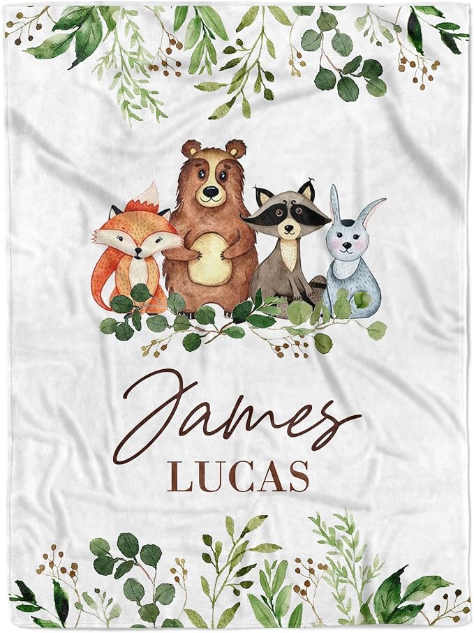 MDPrints Personalized Woodland Baby Blankets by MDPrintsGlobal
