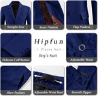Boys' 3 Piece Suit Set with Suit Jacket, Formal Tuxedos Slim Fit Ring Bearer - Image 5