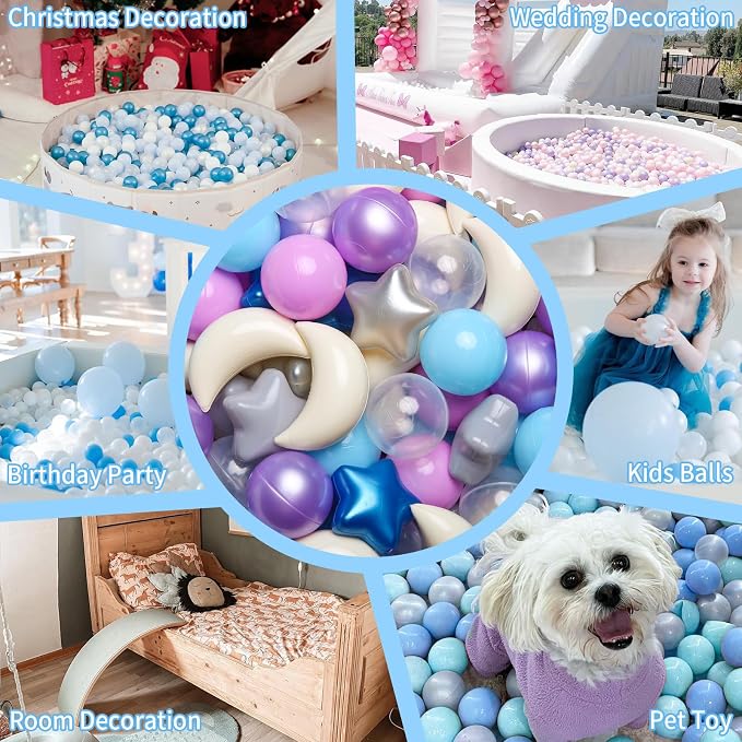 GOGOSO Ball Pit Balls Stars Moon Shapes Plastic Pitballs - Image 4