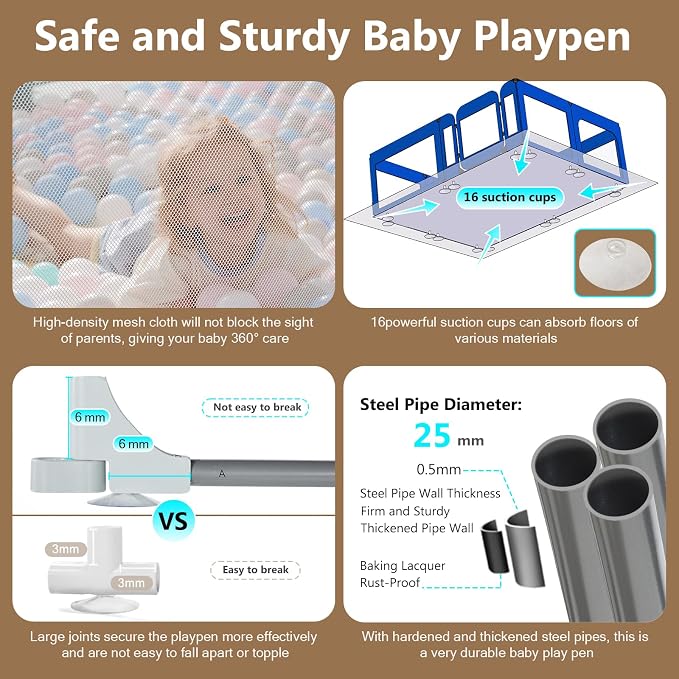 Baby Playpen, Large Play Pen for Babies and Toddlers - Image 5