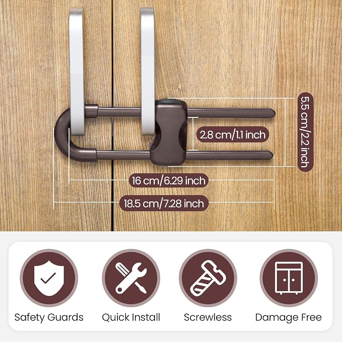 Jetec 10 Pieces Cabinet Locks for Babies, U-Shaped Proofing Drawers Safety - Image 3