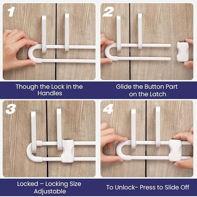 Jetec 10 Pieces Cabinet Locks for Babies, U-Shaped Proofing Drawers Safety - Image 5