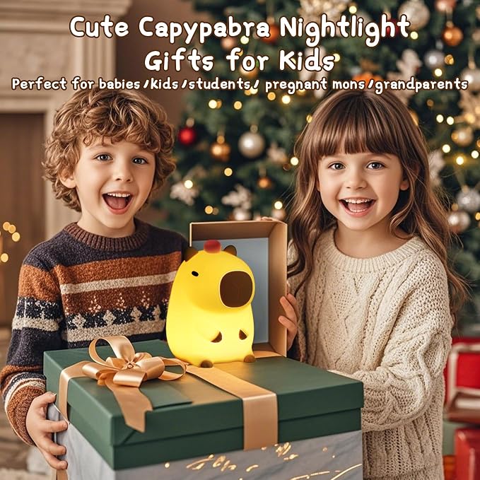 Capybara Night Light, Cute Tangerine LED Squishy Novelty Animal Night Lamp - Image 7
