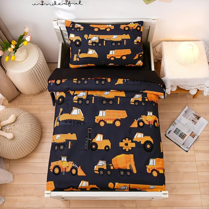NTBED 4 Pieces Construction Toddler Bedding Set by NTBED