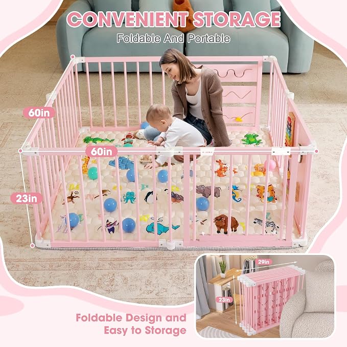 Foldable Wooden Baby Playpen - Image 2