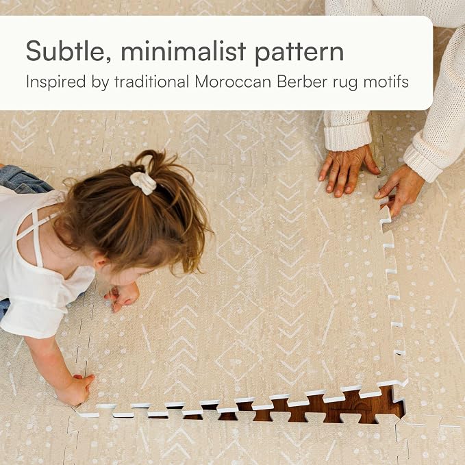 Lillefolk Baby Play Mat for Floor – 6x6ft Beige | Soft Non Toxic Premium EVA - Image 3