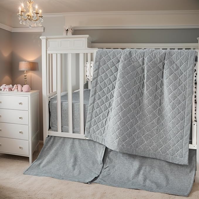 Brandream Crib Bedding Set 3 Pieces 100% Cotton Like Linen Supersoft Classic - Image 3