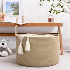 67L Storage Basket for Organizing, Cotton Rope Woven Blanket Basket, Toy - Image 3