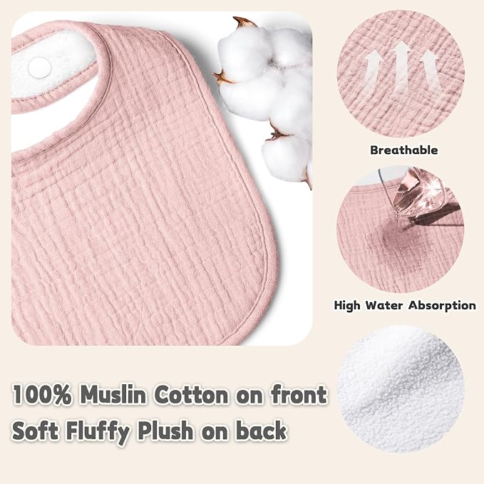 Susurration Muslin Baby Drool Bibs 6Pack Soft Square Adjustable Baby Bandana - Image 4