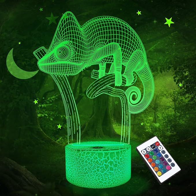 FULLOSUN Chameleon 3D Night Light Lizard Projection LED Lamp Baby Nursery by FULLOSUN