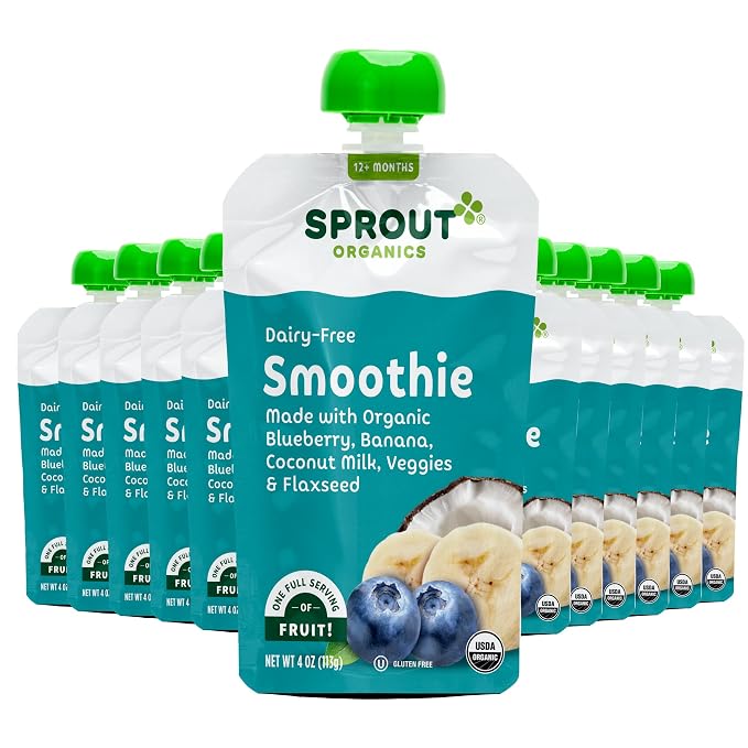 Sprout Organic Baby Food, Stage 4 Toddler Smoothie Pouches, 4 Oz Purees 12 Count by SproutOrganics