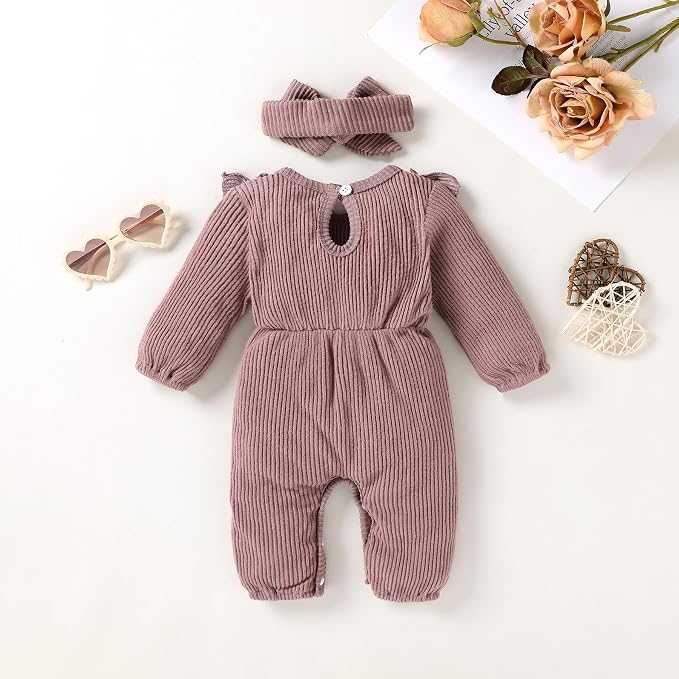 Happy Town Baby Girl Romper Infant Fall Winter Clothes Ruffle Sweater Long - Image 3