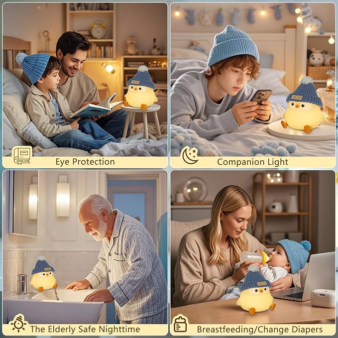 Penguin Lamp with Knit Hat, Kawaii Penguin Night Light, Food Grade Silicone - Image 5