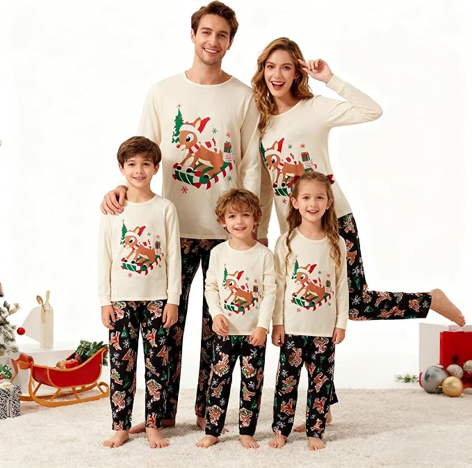 Awoscut Christmas Family Matching Pajamas Christmas Pjs Holiday Nightwear - Image 4