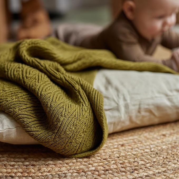 Knitted Organic Cotton Baby Blanket- Swaddle Blanket - Image 6