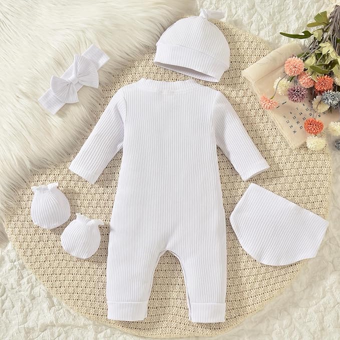 Aalizzwell Newborn Baby Ribbed Romper - Image 5