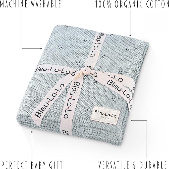 Luxury Organic Cotton Pointelle Baby Blanket - Image 3