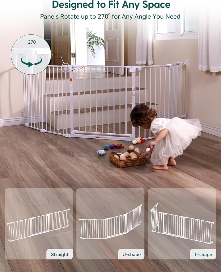 Babelio 102" Extra Wide Baby Gate, Hardware Mounted Pet Gate Indoor, Foldable 5 - Image 3