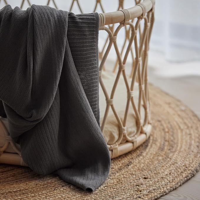 Knitted Organic Cotton Baby Blanket- Swaddle Blanket - Image 5