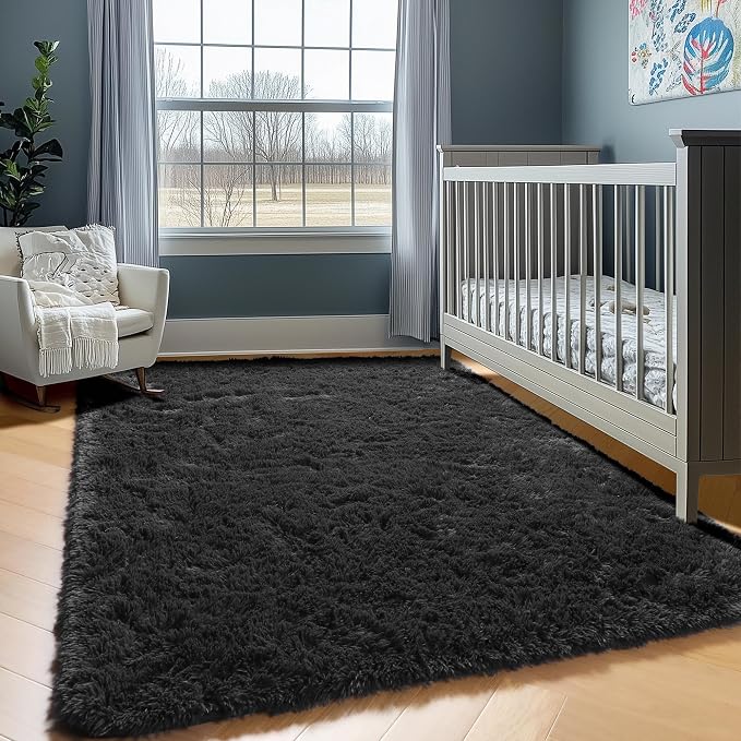 ONASAR Black 6x9 Area Rugs for Living Room Bedroom, Large Fluffy Washable Soft - Image 7