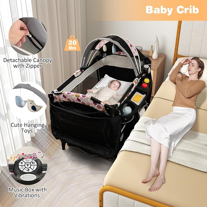BABY JOY 4 in 1 Pack and Play, Portable Baby Playard - Image 3