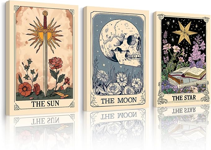 Tarot Card Wall Art Sun Moon Canvas Wall Decor Mystical Astrology Wall Art Boho by Unknown