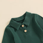 Newborn Baby Boy Girl Clothes Ribbed Knitted Long Sleeve Romper Pants Solid - Image 4