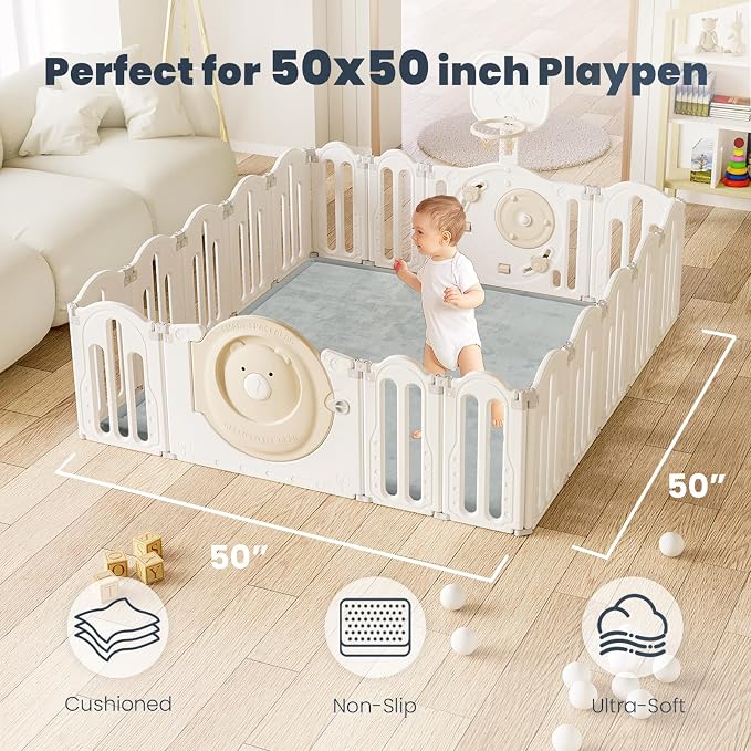 ACOMOPACK Baby Play Mat for Floor 1.3" Thick Memory Foam 50x50 Soft Velvet - Image 2