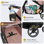 MU Double Stroller, Foldable Twin Tandem Stroller - Image 6