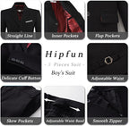 Boys' 3 Piece Suit Set with Suit Jacket, Formal Tuxedos Slim Fit Ring Bearer - Image 5