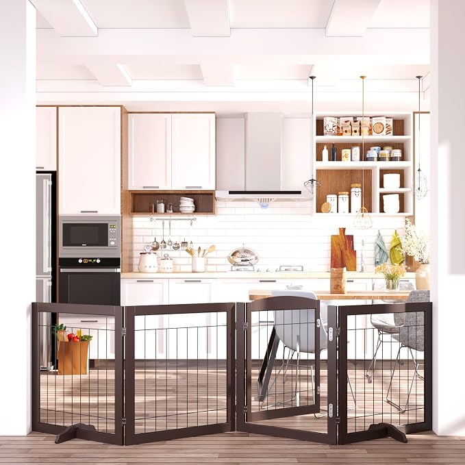 Vantas Folding Pet Gate 96" Wide, Freestanding Wire Pet Gate, Pet Puppy Safety by Vantas