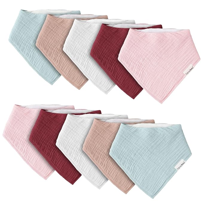 Muslin Baby Bibs for Boys Girls, 10 Pack Super Absorbent Baby Bandana Drool - Image 8