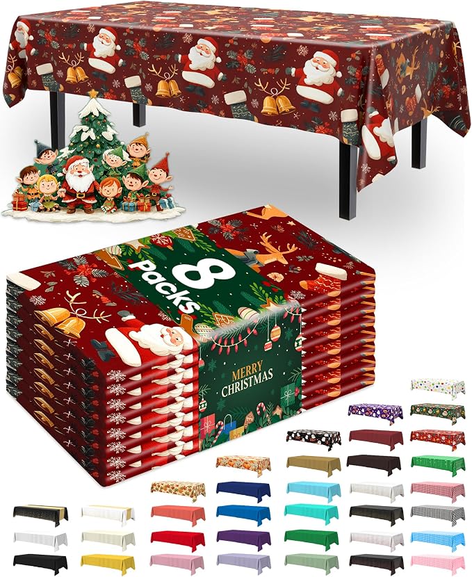 Pureegg Plastic Table Cloth Disposable 8 Pack, 54 x 108 Inch Rectangle by Pureegg