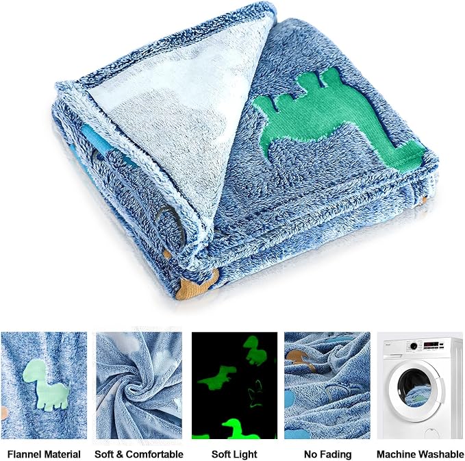 TEHALK Dinosaur Glow in the Dark Kids Throw Blanket - Image 4
