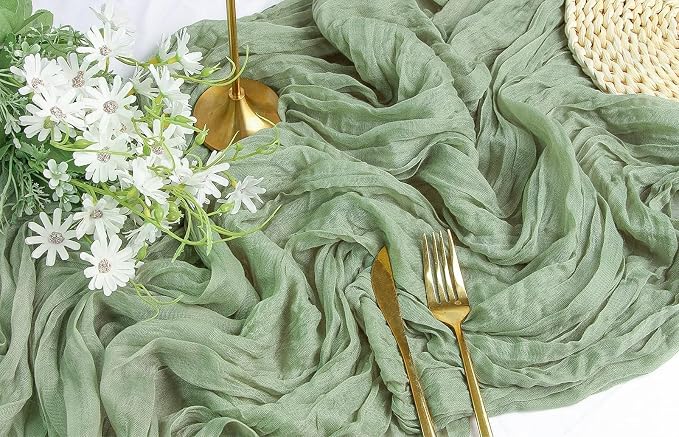 FEXIA 12 Pack Sage Green Table Runner 35x120 Inches - Image 5