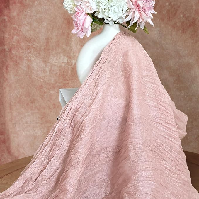 FEXIA Cheesecloth Table Runner Dusty Pink 35x120 Inches 4 Packs Gauze Table - Image 4