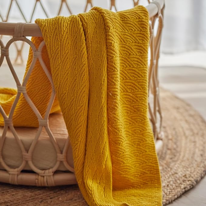 Knitted Organic Cotton Baby Blanket- Swaddle Blanket - Image 7
