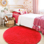 ONASAR Red Round Area Rug 4x4, Soft Bedroom Circle Rugs Floor Mat - Image 9