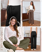 3 Pack Maternity Pants for Women Over The Belly Lounge Work Pregnancy Pants - Image 3