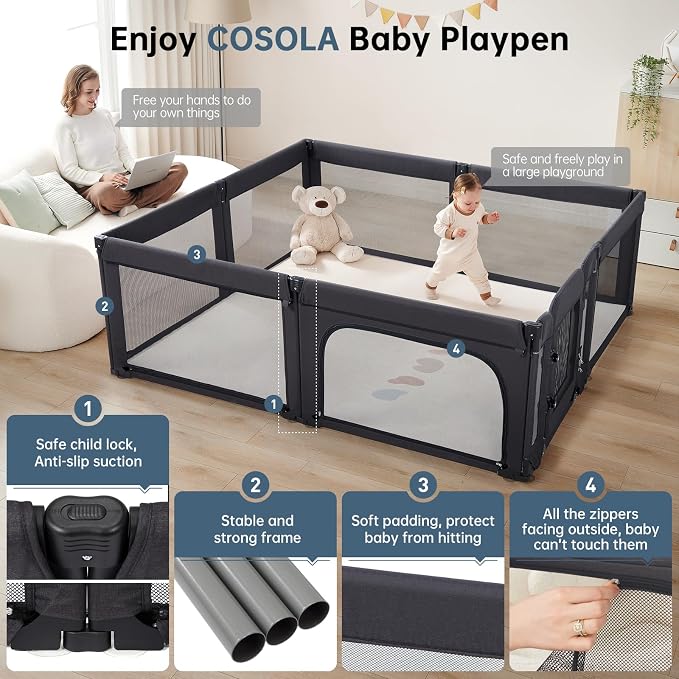 Baby Playpen, Large Play Pen for Babies and Toddlers - Image 3