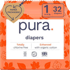 Pura Hypoallergenic Diapers, Size 1, Totally Chlorine Free, Wetness Indicator by MyPura