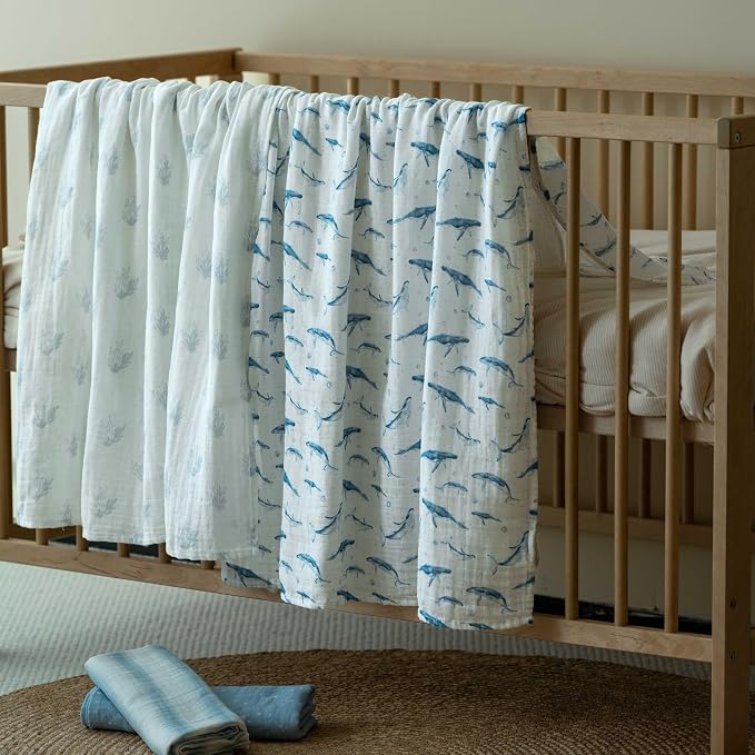 Muslin Swaddle Blankets for Newborn, 4 Pack Organic Cotton Baby Blankets for - Image 3