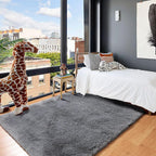 ONASAR Grey Fluffy Rugs for Bedroom, 3x5 Gray Bedside Area Rug, Washable Ultra - Image 8