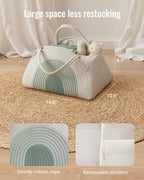 Blissful Diary Baby Diaper Caddy Organizer, Cotton Rope Diaper Caddy Basket - Image 4