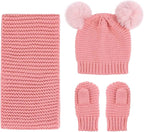 Duoyeree Baby Winter Hat Scarf Glove Beanie Set Girls Boys Pom Pom Knitted - Image 2